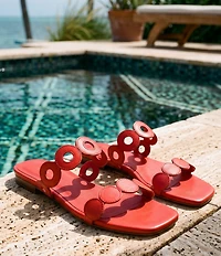 Antonio Melani x Stephanie Covington Aida Leather Double Band Disk Flat Sandals