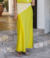 Antonio Melani x Stephanie Covington Allison Satin Mid-Rise Slip Coordinating Maxi Skirt