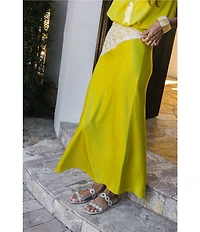 Antonio Melani x Stephanie Covington Allison Satin Mid-Rise Slip Coordinating Maxi Skirt