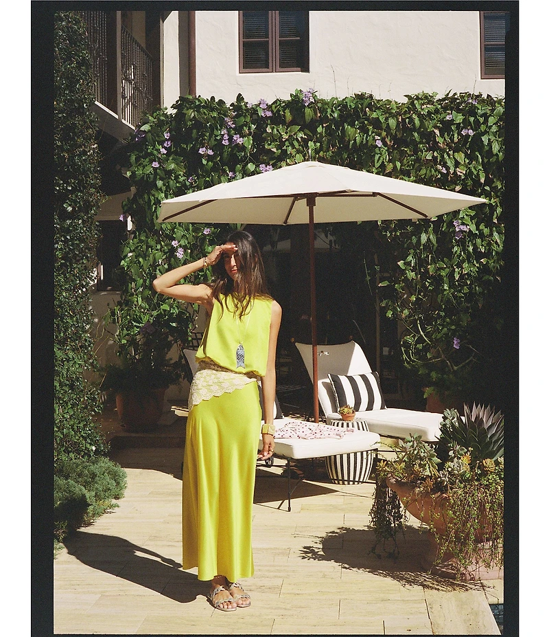 Antonio Melani x Stephanie Covington Allison Satin Mid-Rise Slip Coordinating Maxi Skirt