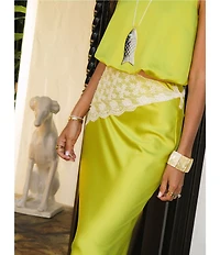 Antonio Melani x Stephanie Covington Allison Satin Mid-Rise Slip Coordinating Maxi Skirt