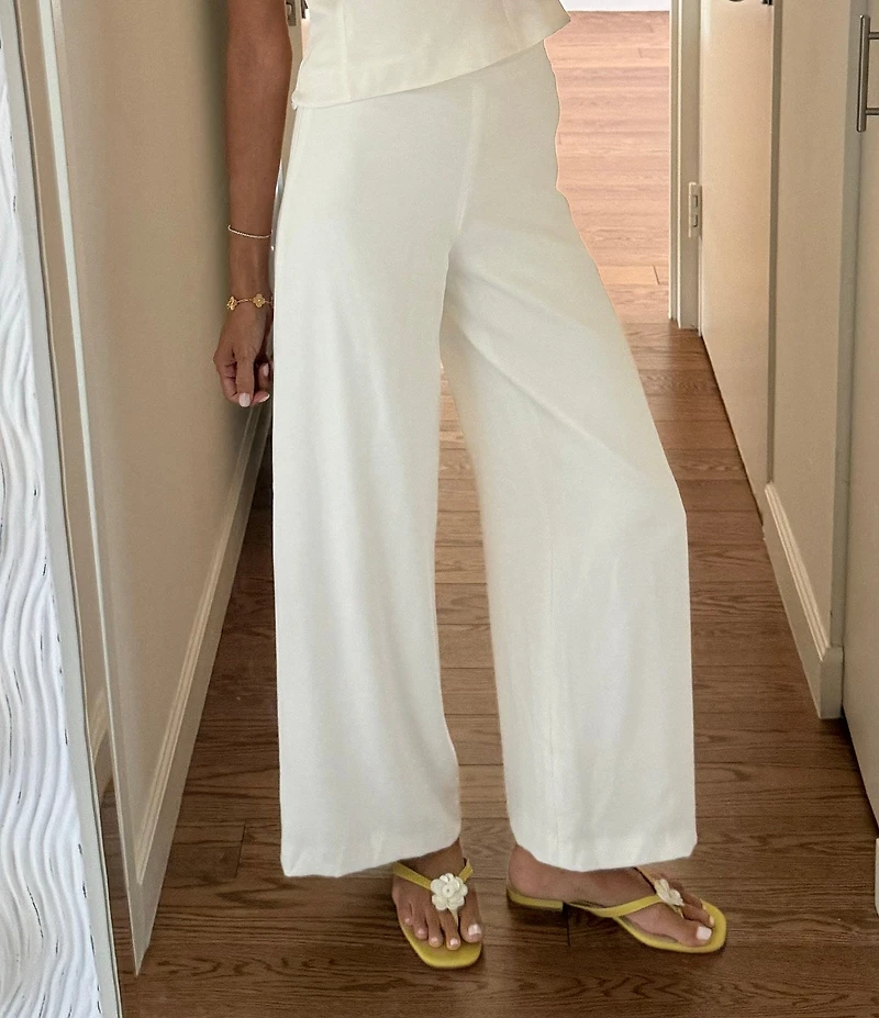 Antonio Melani x Stephanie Covington Danielle Crepe High-Rise Flat Front Wide Leg Coordinating Pants
