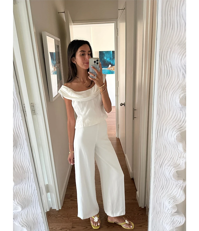 Antonio Melani x Stephanie Covington Danielle Crepe High-Rise Flat Front Wide Leg Coordinating Pants