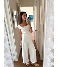 Antonio Melani x Stephanie Covington Danielle Crepe High-Rise Flat Front Wide Leg Coordinating Pants