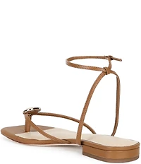Antonio Melani x Stephanie Covington Erika Leather Ankle Strap Ornamented Thong Flat Sandals