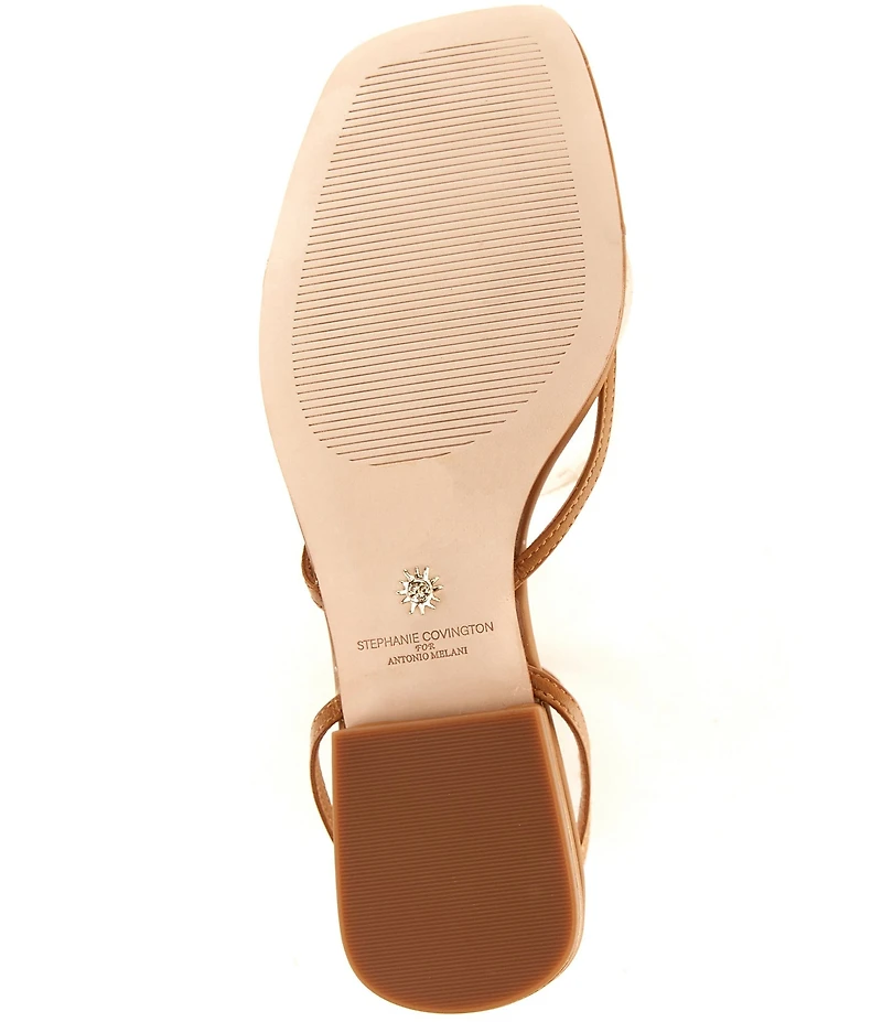 Antonio Melani x Stephanie Covington Erika Leather Ankle Strap Ornamented Thong Flat Sandals