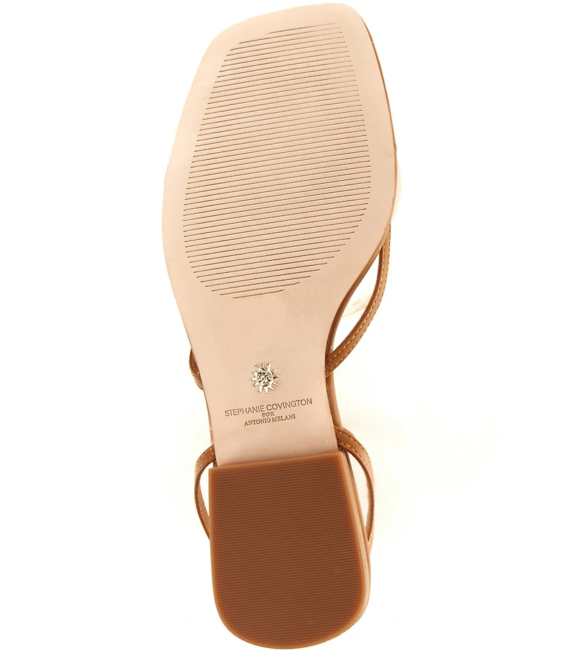 Antonio Melani x Stephanie Covington Erika Leather Ankle Strap Ornamented Thong Flat Sandals