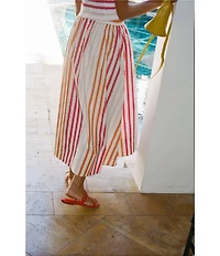 Antonio Melani x Stephanie Covington Kristen Poplin Stripe High-Rise A-Line Flounce Coordinating Maxi Skirt