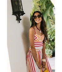 Antonio Melani x Stephanie Covington Kristen Poplin Stripe High-Rise A-Line Flounce Coordinating Maxi Skirt