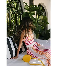Antonio Melani x Stephanie Covington Kristen Poplin Stripe High-Rise A-Line Flounce Coordinating Maxi Skirt