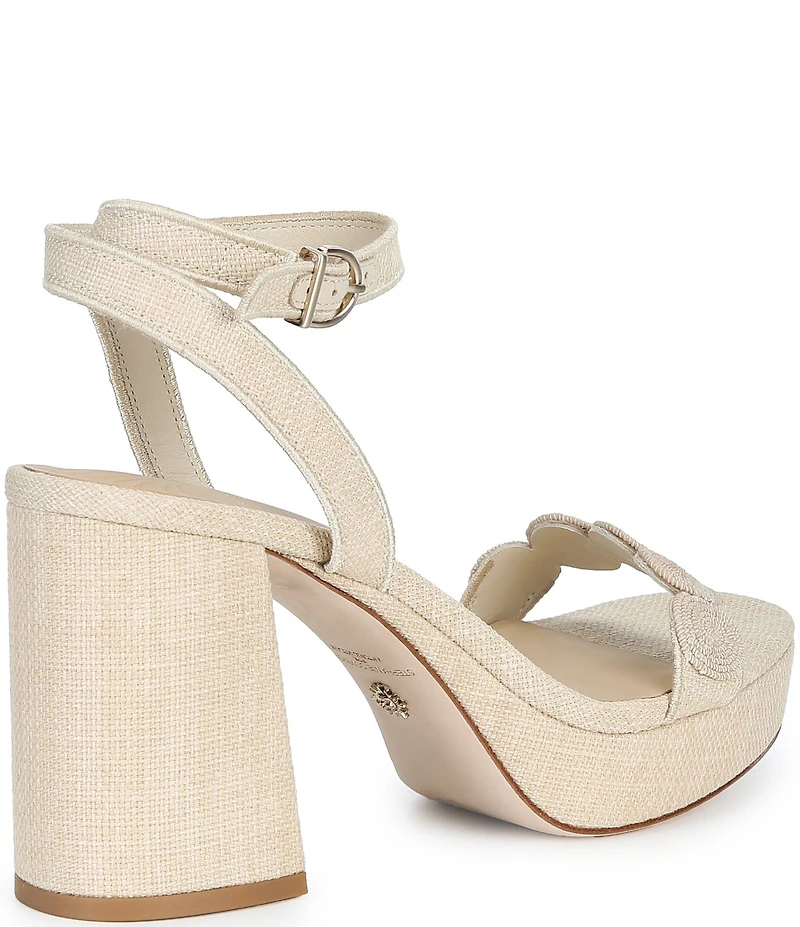 Antonio Melani x Stephanie Covington Lucy Linen Fabric Disk Platform Sandals
