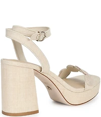 Antonio Melani x Stephanie Covington Lucy Linen Fabric Disk Platform Sandals