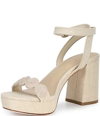 Antonio Melani x Stephanie Covington Lucy Linen Fabric Disk Platform Sandals
