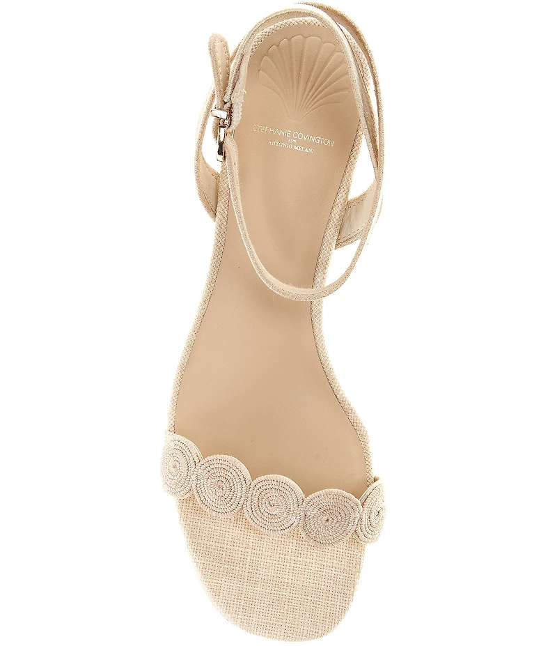 Antonio Melani x Stephanie Covington Lucy Linen Fabric Disk Platform Sandals