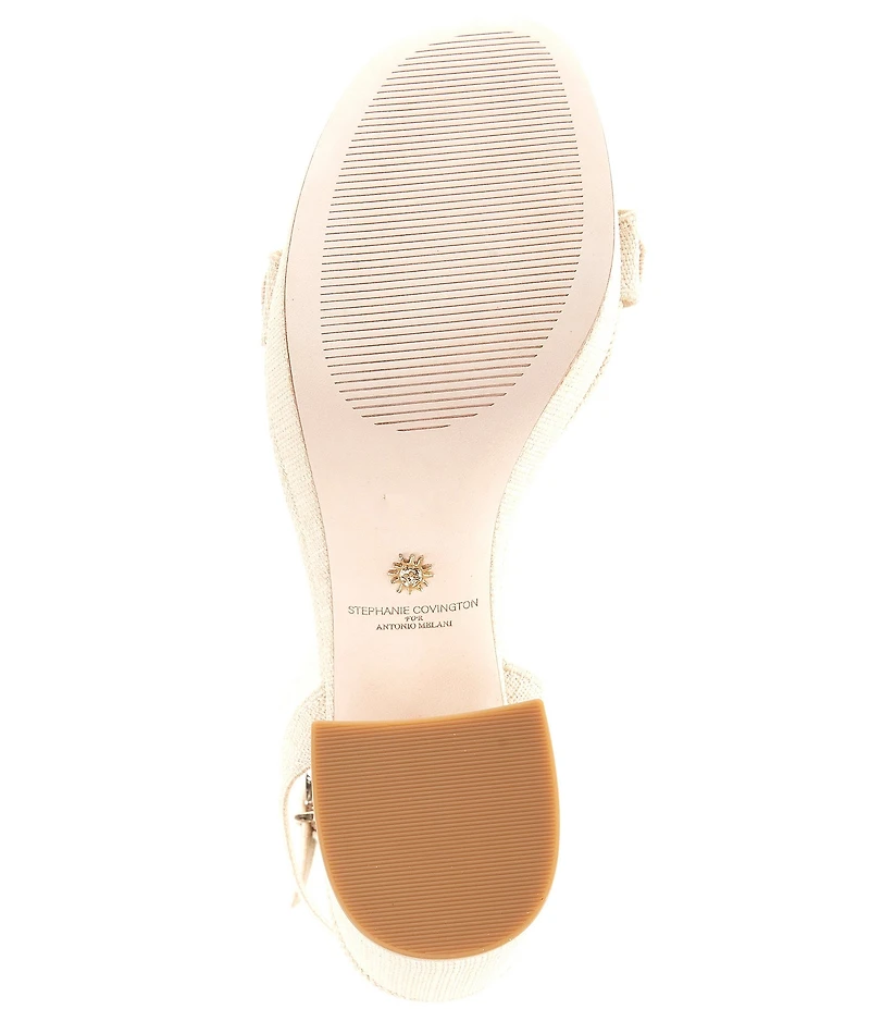 Antonio Melani x Stephanie Covington Lucy Linen Fabric Disk Platform Sandals