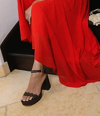 Antonio Melani x Stephanie Covington Lucy Linen Fabric Disk Platform Sandals