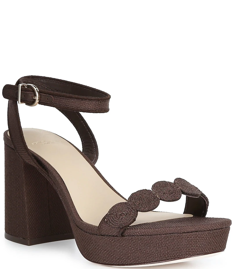 Antonio Melani x Stephanie Covington Lucy Linen Fabric Disk Platform Sandals