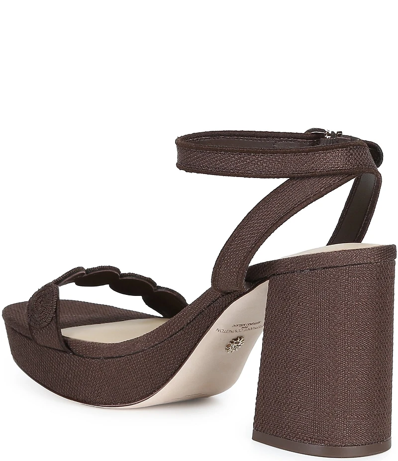Antonio Melani x Stephanie Covington Lucy Linen Fabric Disk Platform Sandals