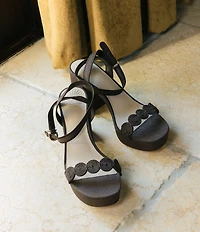 Antonio Melani x Stephanie Covington Lucy Linen Fabric Disk Platform Sandals