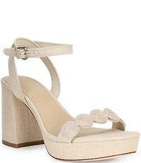 Antonio Melani x Stephanie Covington Lucy Linen Fabric Disk Platform Sandals