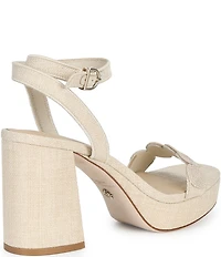 Antonio Melani x Stephanie Covington Lucy Linen Fabric Disk Platform Sandals
