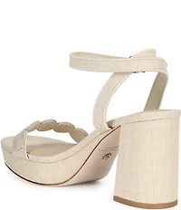 Antonio Melani x Stephanie Covington Lucy Linen Fabric Disk Platform Sandals