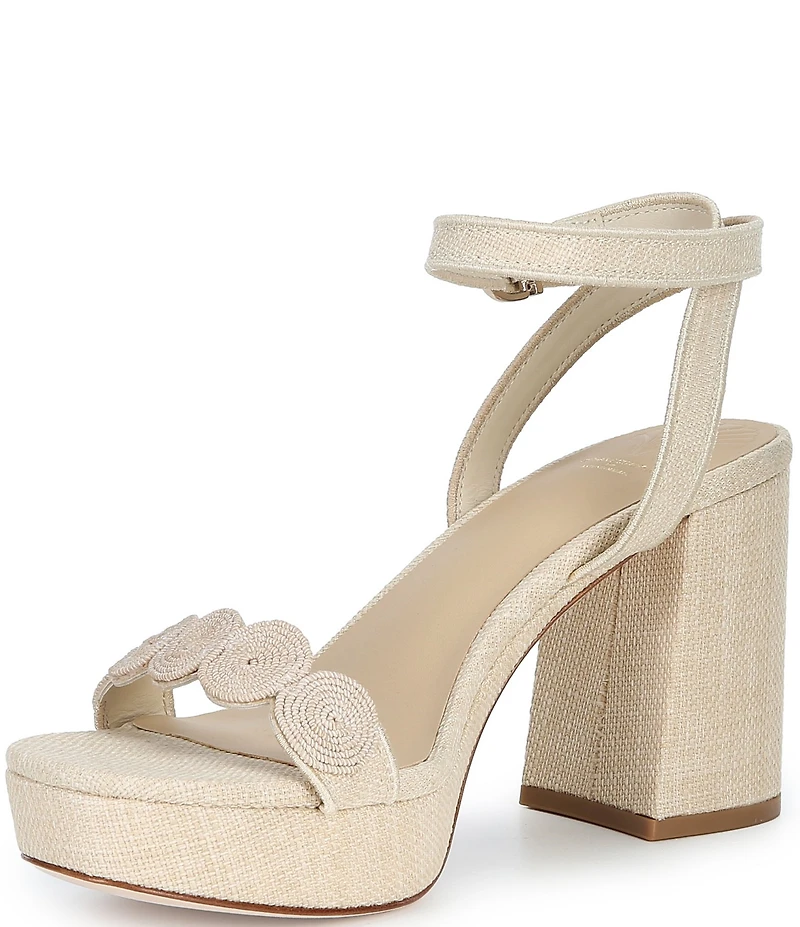 Antonio Melani x Stephanie Covington Lucy Linen Fabric Disk Platform Sandals