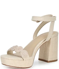 Antonio Melani x Stephanie Covington Lucy Linen Fabric Disk Platform Sandals