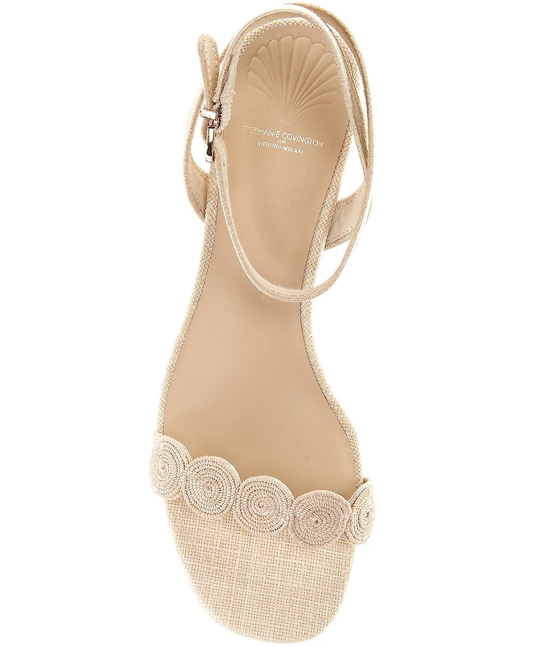 Antonio Melani x Stephanie Covington Lucy Linen Fabric Disk Platform Sandals