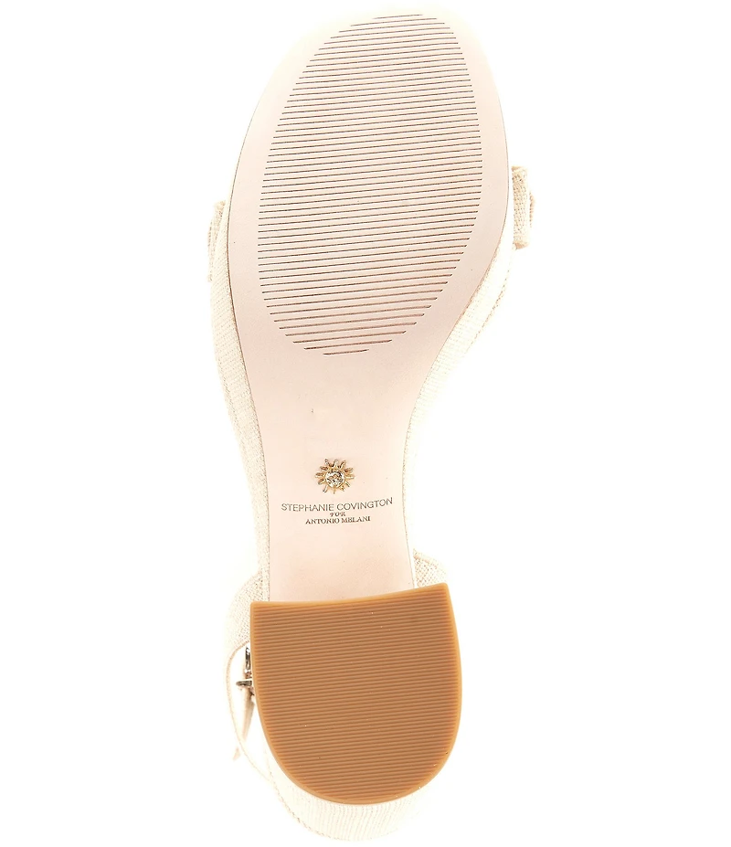 Antonio Melani x Stephanie Covington Lucy Linen Fabric Disk Platform Sandals