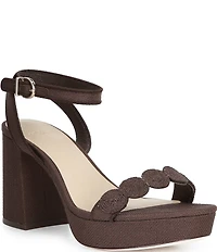 Antonio Melani x Stephanie Covington Lucy Linen Fabric Disk Platform Sandals