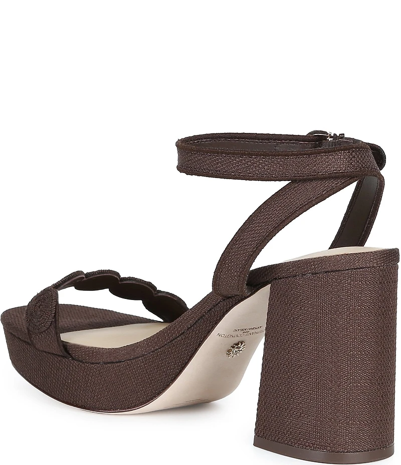 Antonio Melani x Stephanie Covington Lucy Linen Fabric Disk Platform Sandals