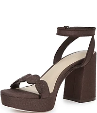 Antonio Melani x Stephanie Covington Lucy Linen Fabric Disk Platform Sandals