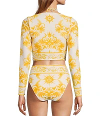 Antonio Melani x Stephanie Covington Madison Scarf Placement Print Swim Fabric Cardigan Cover-Up