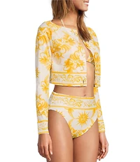 Antonio Melani x Stephanie Covington Madison Scarf Placement Print Swim Fabric Cardigan Cover-Up
