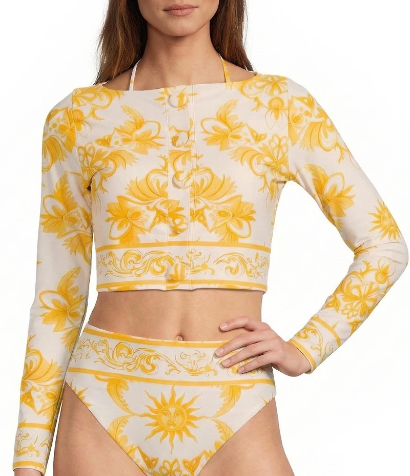 Antonio Melani x Stephanie Covington Madison Scarf Placement Print Swim Fabric Cardigan Cover-Up