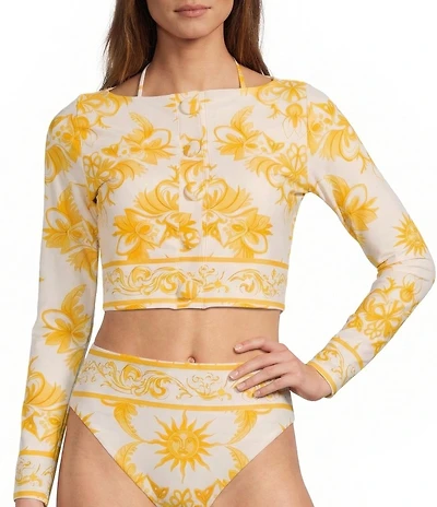 Antonio Melani x Stephanie Covington Madison Scarf Placement Print Swim Fabric Cardigan Cover-Up