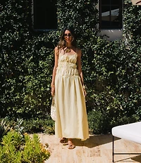 Antonio Melani x Stephanie Covington Martha Voile Scoop Neck Sleeveless Smocked Tie Drop Waist Maxi Dress