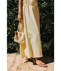 Antonio Melani x Stephanie Covington Martha Voile Scoop Neck Sleeveless Smocked Tie Drop Waist Maxi Dress