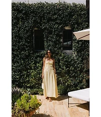 Antonio Melani x Stephanie Covington Martha Voile Scoop Neck Sleeveless Smocked Tie Drop Waist Maxi Dress