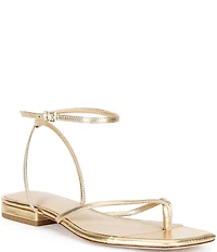Antonio Melani x Stephanie Covington Mary Leather Ankle Strap Thong Flat Sandals