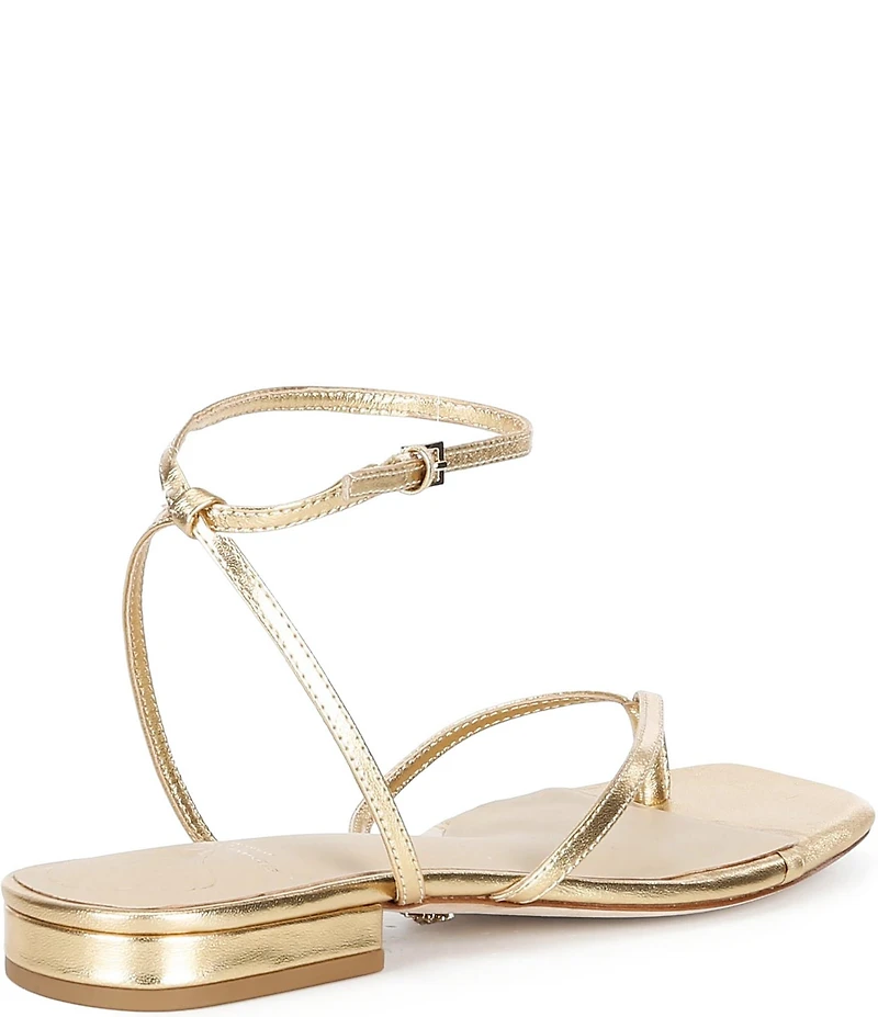 Antonio Melani x Stephanie Covington Mary Leather Ankle Strap Thong Flat Sandals