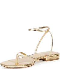 Antonio Melani x Stephanie Covington Mary Leather Ankle Strap Thong Flat Sandals