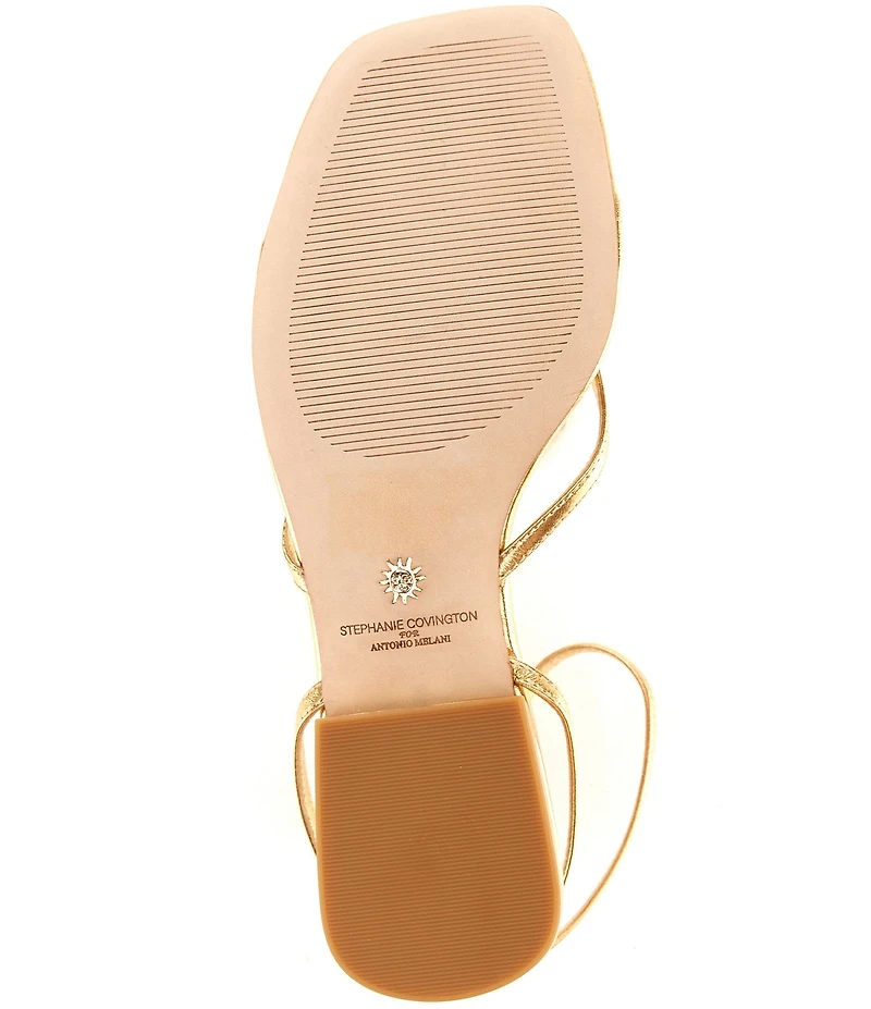 Antonio Melani x Stephanie Covington Mary Leather Ankle Strap Thong Flat Sandals