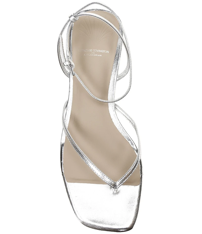 Antonio Melani x Stephanie Covington Mary Leather Ankle Strap Thong Flat Sandals