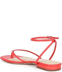 Antonio Melani x Stephanie Covington Mary Leather Ankle Strap Thong Flat Sandals