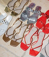 Antonio Melani x Stephanie Covington Mary Leather Ankle Strap Thong Flat Sandals