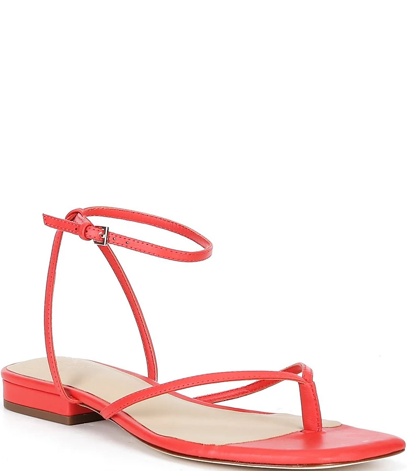 Antonio Melani x Stephanie Covington Mary Leather Ankle Strap Thong Flat Sandals