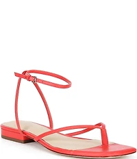 Antonio Melani x Stephanie Covington Mary Leather Ankle Strap Thong Flat Sandals