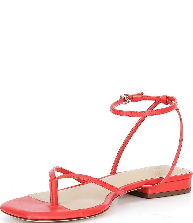 Antonio Melani x Stephanie Covington Mary Leather Ankle Strap Thong Flat Sandals